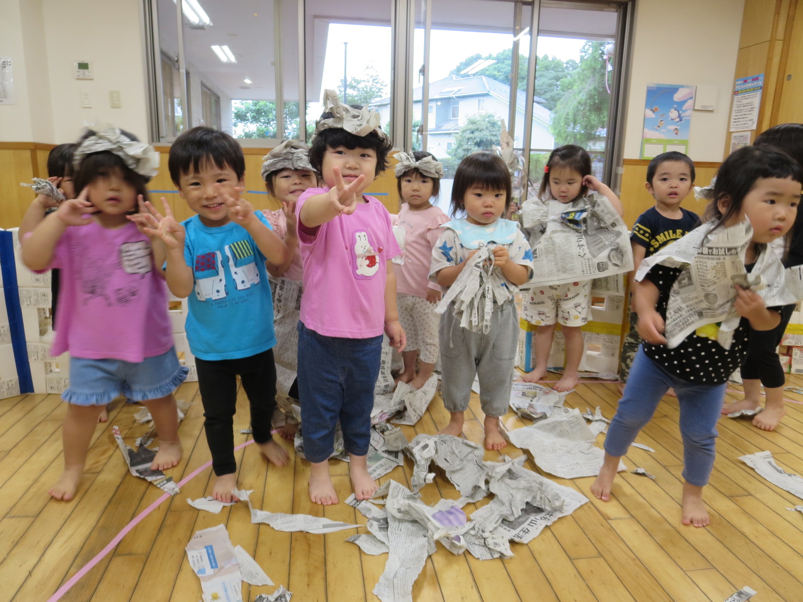 新聞紙遊び★ちょうちょ組